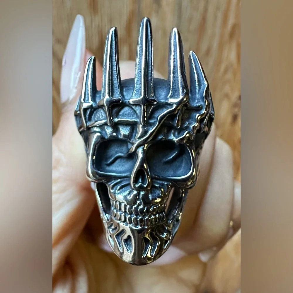 New Gothic Skull Crown Stainless Steel Men’s Ring Size 8